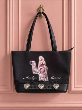 Y2K Black Marilyn Monroe Graphic Shoulder Bag